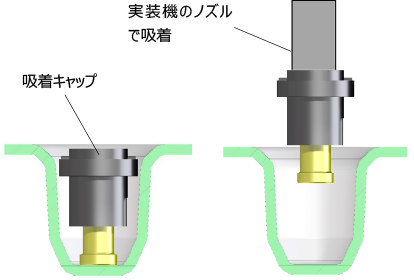 キャリアテープ内製品でノズルで吸着する際のイメージ図